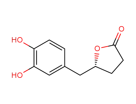 Molecular Structure of 191666-22-5 (2(3H)-Furanone,5-[(3,4-dihydroxyphenyl)methyl]dihydro-,(5R)-(9CI))