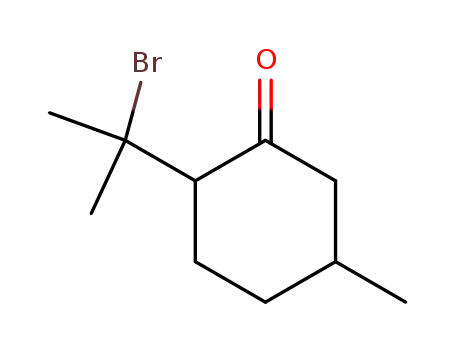 Molecular Structure of 86613-13-0 (Cyclohexanone, 2-(1-bromo-1-methylethyl)-5-methyl-)