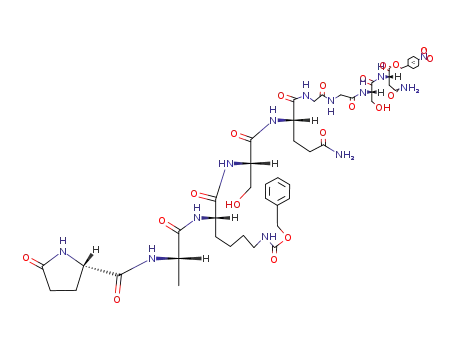 Molecular Structure of 110523-43-8 (pyroglutamyl-alanyl-N<sup>ε</sup>-benzyloxycarbonyllysyl-seryl-glutaminyl-glycyl-glycyl-seryl-asparagine 4-nitrobenzyl ester)