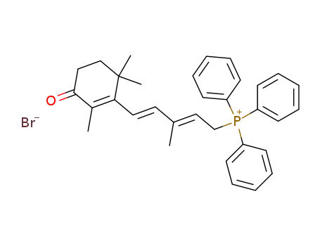 Molecular Structure of 63184-93-0 ((2E,4E)-<5-(2,6,6-trimethyl-3-oxo-1-cyclohexen-1-yl)-3-methyl-2,4-pentadien-1-yl>triphenylphosphonium bromide)