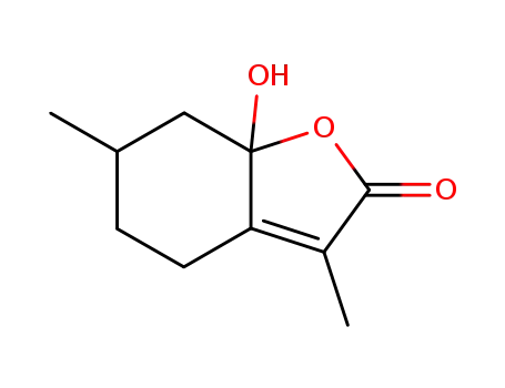 Molecular Structure of 514-93-2 (3,6-dimethyl-7a-hydroxy-5,6,7,7a-tetrahydrobenzofuran-2(4H)-one)