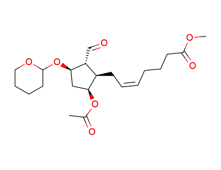 Molecular Structure of 61218-06-2 (methyl (Z)-7-[(1R,2R,3R,5S)-5-acetoxy-2-formyl-3-(2-tetrahydropyranyloxy)cyclopentyl]-5-heptenate)
