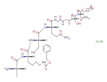 Molecular Structure of 110523-42-7 (alanyl-N<sup>ε</sup>-benzyloxycarbonyl-lysyl-seryl-glutaminyl-glycyl-glycyl-seryl-asparagine 4-nitrobenzyl ester hydrochloride)