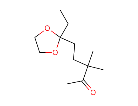 Molecular Structure of 96620-27-8 (5-(2-ethyl-[1,3]dioxolan-2-yl)-3,3-dimethyl-pentan-2-one)