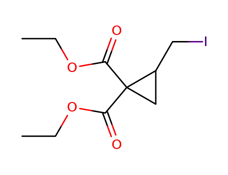 Molecular Structure of 144296-42-4 (2-IODOMETHYL-CYCLOPROPANE-1,1-DICARBOXYLIC ACID DIETHYL ESTER)