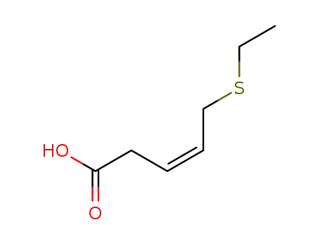 Molecular Structure of 69962-08-9 ((Z)-5-(Ethylthio)-3-pentenoic Acid)