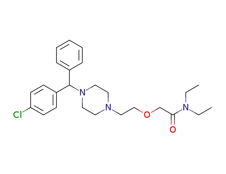 Molecular Structure of 343781-29-3 ((RS)-N,N-diethyl-{2-[4-(α-phenyl-p-chloro-benzyl)piperazin-1-yl]ethoxy}-acetamide)