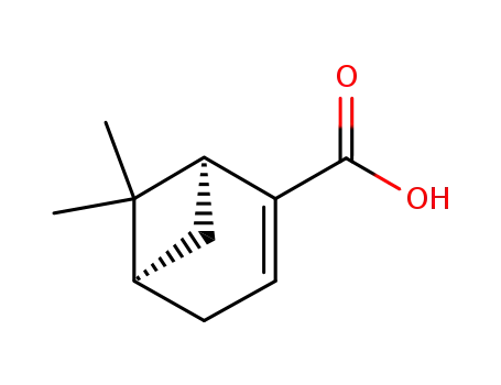 Molecular Structure of 601-74-1 (Bicyclo[3.1.1]hept-2-ene-2-carboxylic acid, 6,6-dimethyl-, (1S)-)