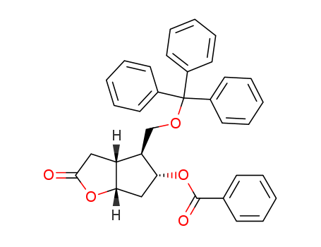 (-)-3-OXO-6-BETA-TRITYLOXYMETHYL-7-ALPHA-BENZOYL-OXY-2-OXABICYCLO[3.3.0!OCTANE