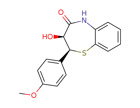 Molecular Structure of 89646-44-6 (1,5-Benzothiazepin-4(5H)-one,
2,3-dihydro-3-hydroxy-2-(4-methoxyphenyl)-, cis-)