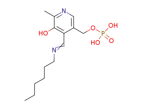 Molecular Structure of 10524-83-1 (Phosphoric acid mono-{4-[(Z)-hexyliminomethyl]-5-hydroxy-6-methyl-pyridin-3-ylmethyl} ester)