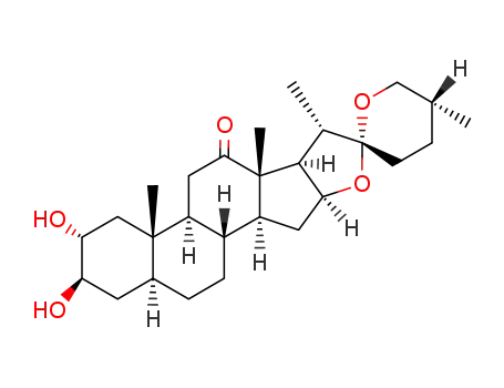 Molecular Structure of 564-43-2 ((25R)-2α,3β-Dihydroxy-5α-spirostan-12-one)