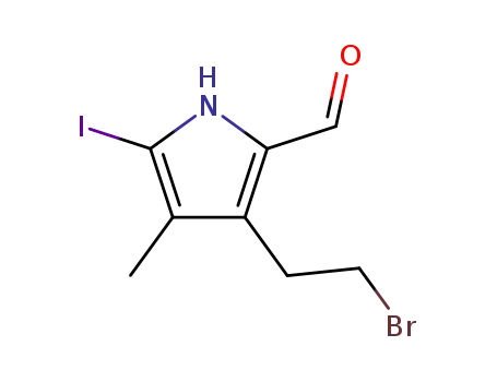 Molecular Structure of 78344-90-8 (3-(2-Bromo-ethyl)-5-iodo-4-methyl-1H-pyrrole-2-carbaldehyde)