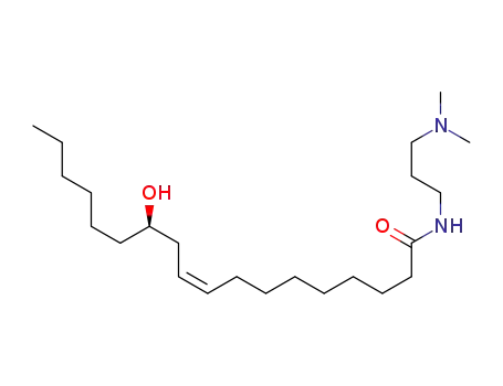 Molecular Structure of 20457-75-4 ([R-(Z)]-N-[3-(dimethylamino)propyl]-12-hydroxy-9-octadecenamide)