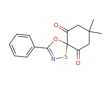 Molecular Structure of 85078-62-2 (8,8-Dimethyl-3-phenyl-4-oxa-1-thia-2-aza-spiro[4.5]dec-2-ene-6,10-dione)