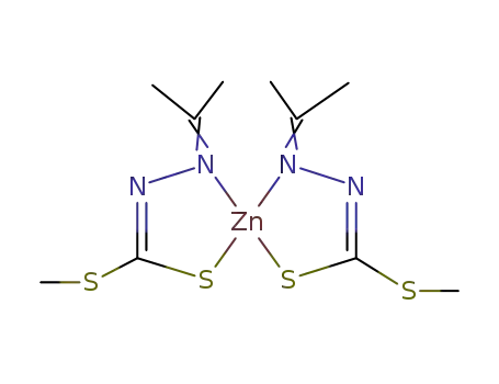 Molecular Structure of 72871-59-1 (bis(S-methyl isopropylidenehydrazinecarbodithioato)zinc(II))