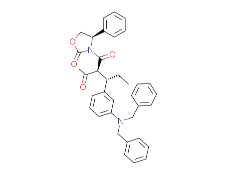 Molecular Structure of 188559-10-6 ((4R)-3-[(2S,3S)-2-Acetyl-3-[3-[bis(phenylmethyl)amino]phenyl]-1-oxopentyl]-4-phenyl-2-oxazolidinone)