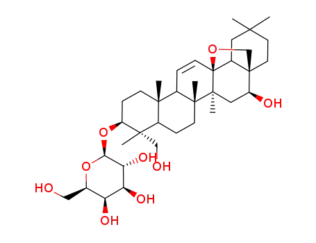 Molecular Structure of 108894-47-9 (b-D-Galactopyranoside, (3b,4a,16b)-13,28-epoxy-16,23-dihydroxyolean-11-en-3-yl (9CI))