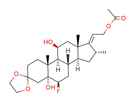 Molecular Structure of 3862-45-1 (21-acetoxy-3,3-ethanediyldioxy-6β-fluoro-16α-methyl-5α-pregn-17(20)<i>t</i>-ene-5,11β-diol)
