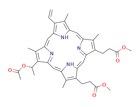 Molecular Structure of 66154-82-3 (8-(1-acetoxyethyl)-3-vinyldeuteroporphyrin dimethyl ester)