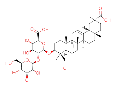 Molecular Structure of 82801-38-5 ((3beta)-24,29-dihydroxy-29-oxoolean-12-en-3-yl 2-O-beta-D-glucopyranosyl-beta-D-glucopyranosiduronic acid)