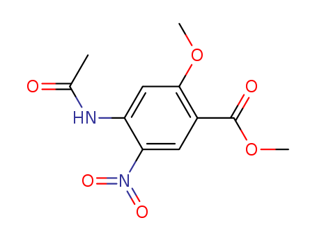 4093-41-8,METHYL 4-(ACETYLAMINO)-2-METHOXY-5-NITR&,METHYL 4-(ACETYLAMINO)-2-METHOXY-5-NITR&;methyl 4-(acetylamino)-5-nitro-o-anisate;4-Acetamido-2-methoxy-5-nitrobenzoic acid methylester;METHYL 4-(ACETYLAMINO)-2-METHOXY-5-NITRO;5-NITROMETHOPABATE;4-Acetylamino-2-methoxy-5-nitro-benzoic acid methyl ester