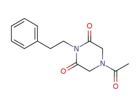 Molecular Structure of 87693-77-4 (2,6-Piperazinedione, 4-acetyl-1-(2-phenylethyl)-)
