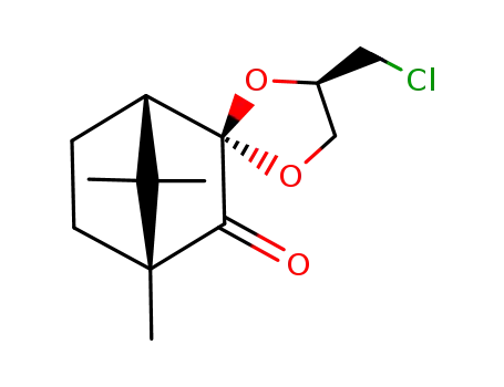 Molecular Structure of 95589-30-3 ((1S,2R,4R,4'R)-4'-Chloromethyl-4,7,7-trimethylbicyclo<2.2.1>heptane-2-spiro-2'-(1',3'-dioxolan)-3-one)