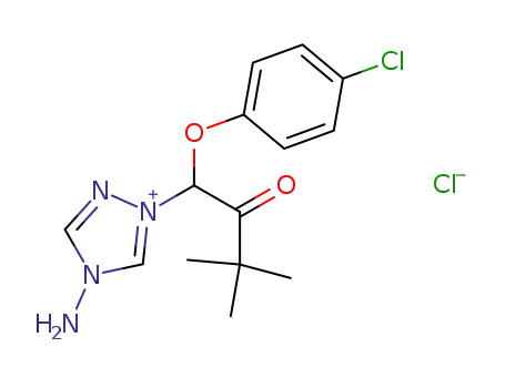 Molecular Structure of 118227-32-0 (4-Amino-1-[1-(4-chloro-phenoxy)-3,3-dimethyl-2-oxo-butyl]-4H-[1,2,4]triazol-1-ium; chloride)