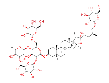 Molecular Structure of 24333-07-1 ([(22S,25S)-26-(β-D-Glucopyranosyloxy)-22-hydroxy-5β-furostan-3β-yl]4-O-(6-deoxy-α-L-mannopyranosyl)-2-O:6-O-di(β-D-glucopyranosyl)-β-D-glucopyranoside)