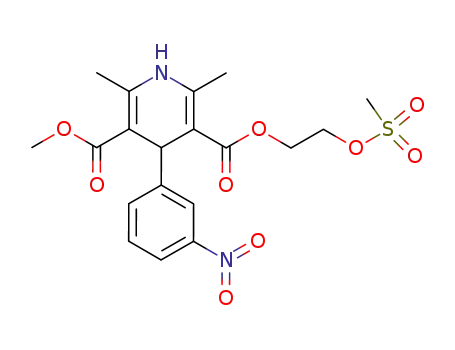 Molecular Structure of 103785-47-3 (3,5-Pyridinedicarboxylic acid,
1,4-dihydro-2,6-dimethyl-4-(3-nitrophenyl)-, methyl
2-[(methylsulfonyl)oxy]ethyl ester)