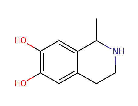 Molecular Structure of 525-72-4 (1-methyl-1,2,3,4-tetrahydroisoquinoline-6,7-diol)