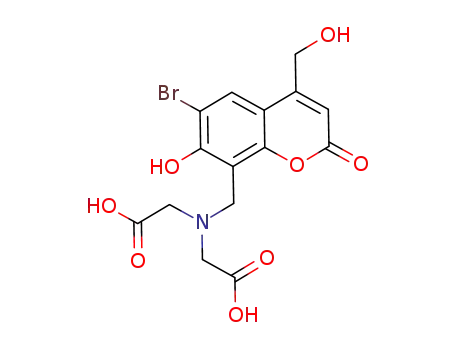 Molecular Structure of 1221557-66-9 (8-[bis(carboxymethyl)aminomethyl]-6-bromo-7-hydroxy-4-(hydroxymethyl)coumarin)