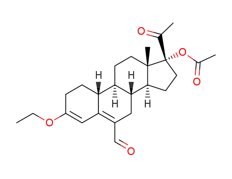 Molecular Structure of 147508-40-5 (6-formyl-3-ethoxy-17α-acetoxy-19-norpregna-3,5-diene-20-one)