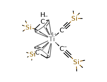Molecular Structure of 128247-54-1 (bis(η5-trimethylsilylcyclopentadienyl)bis(trimethylsilylethynyl)-titanium)