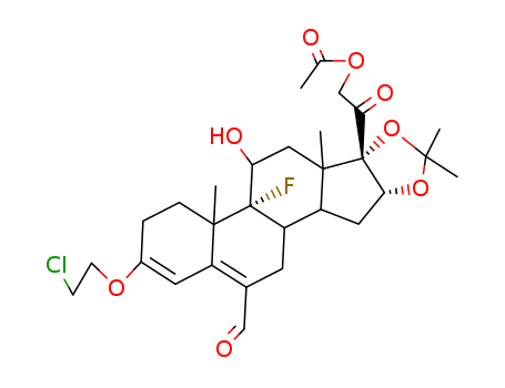 Pregna-3,5-diene-6-carboxaldehyde,21-(acetyloxy)-3-(2-chloroethoxy)-9-fluoro-11-hydroxy-16,17-[(1-methylethylidene)bis(oxy)]-20-oxo-,(11b,16a)-