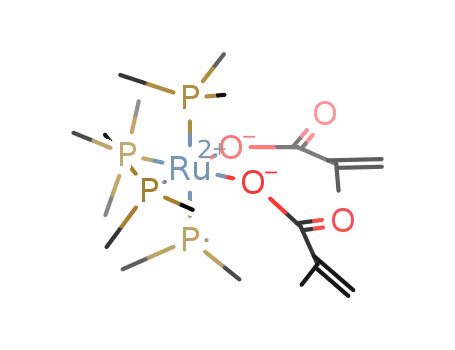 Molecular Structure of 402828-65-3 (cis-Ru{OC(O)CMe=CH<sub>2</sub>-κ<sup>1</sup>O}<sub>2</sub>(PMe<sub>3</sub>)<sub>4</sub>)