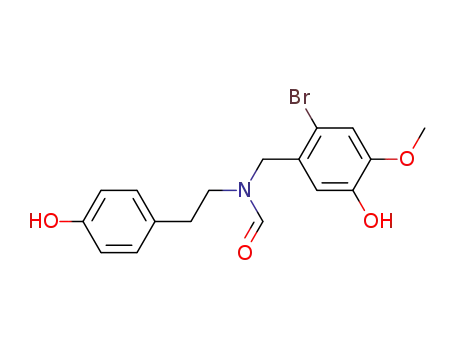 Molecular Structure of 122584-18-3 (N-(p-Hydroxyphenethyl)-N-(2-bromo-5-hydroxy-4-methoxybenzyl)formamide)