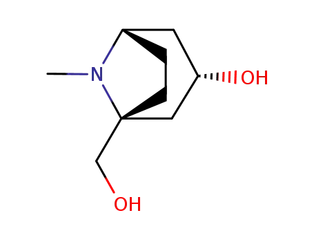 Molecular Structure of 103040-02-4 ((1R,3S,5S)-1-Hydroxymethyl-8-methyl-8-aza-bicyclo[3.2.1]octan-3-ol)