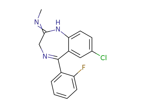 Molecular Structure of 59467-61-7 ([7-CHLORO-5-(2-FLUORO-PHENYL)-3H-BENZO[E][1,4]DIAZEPIN-2-YL]-METHYL-AMINE)