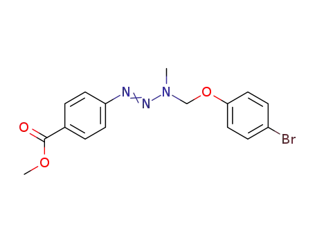 Molecular Structure of 142273-11-8 (Benzoic acid, 4-[3-[(4-bromophenoxy)methyl]-3-methyl-1-triazenyl]-,
methyl ester)