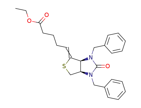 5-[(3aR,6aS)-1,3-Dibenzyl-2-oxo-hexahydro-thieno[3,4-d]imidazol-(6E)-ylidene]-pentanoic acid ethyl ester