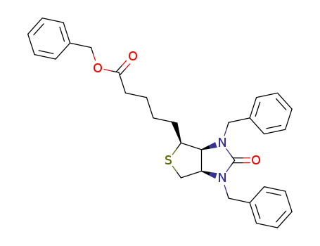 Molecular Structure of 179532-60-6 (benzyl (3aS,4S,6aR)-5-(1,3-dibenzyl-2,3,3a,4,6,6a-hexahydro-2-oxo-1H-thieno[3,4-d]imidazol-4-yl)pentanoate)