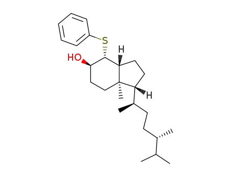 Molecular Structure of 71805-76-0 ((1R,3aR,4R,5R,7aR)-7a-Methyl-4-phenylsulfanyl-1-((1R,4S)-1,4,5-trimethyl-hexyl)-octahydro-inden-5-ol)