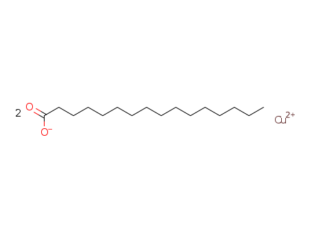 3271-87-2,copper dipalmitate,Copperpalmitate (7CI); Hexadecanoic acid, copper(2+) salt (9CI); Palmitic acid,copper(2+) salt (8CI); Copper bis(hexadecanoate); Copper(2+) palmitate;Copper(II) hexadecanoate; Copper(II) palmitate; Cupric hexadecanoate; Cupricpalmitate