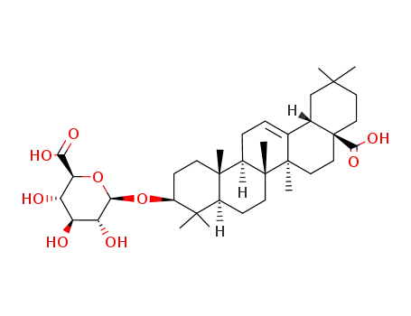 Molecular Structure of 26020-14-4 (b-D-Glucopyranosiduronic  acid,(3b)-17-carboxy-28-norolean-12-en-3-yl)