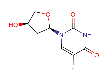 Molecular Structure of 66067-15-0 (2,4(1H,3H)-Pyrimidinedione,
5-fluoro-1-(tetrahydro-4-hydroxy-2-furanyl)-)