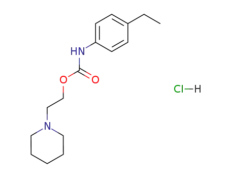 Molecular Structure of 104654-03-7 ((4-Ethyl-phenyl)-carbamic acid 2-piperidin-1-yl-ethyl ester; hydrochloride)