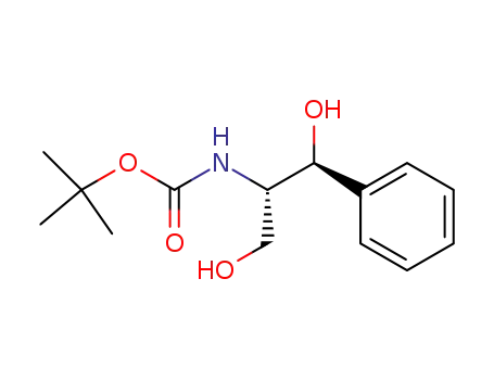 Molecular Structure of 167082-56-6 (tert-butyl [(1S,2S)-1,3-dihydroxy-1-phenylpropan-2-yl]carbamate)