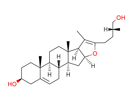 Molecular Structure of 6808-14-6 ((25R)-Furosta-5,20(22)-diene-3β,26-diol)